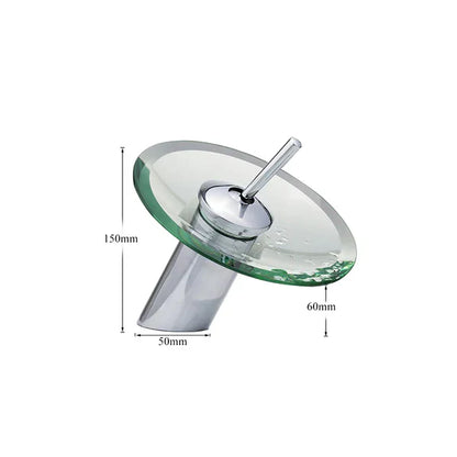 Robinet pour salle de bain avec bec rond en verre