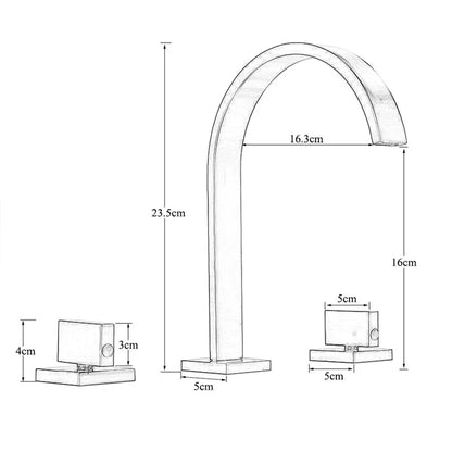 Robinet de salle de bain pour lavabo minimaliste avec poignées déportées