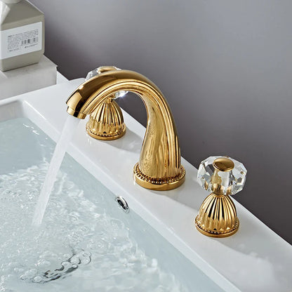 Robinet de salle de bain rétro classique avec double poignées et strass