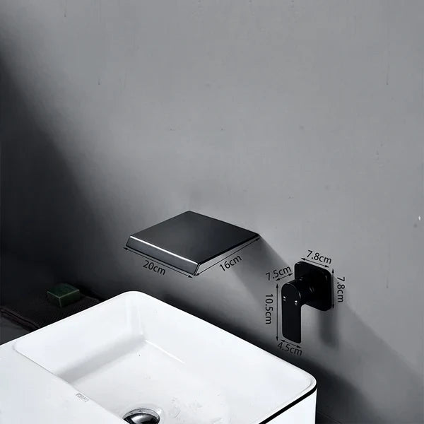 Robinet de lavabo pour salle de bain mural et encastrable avec cascade