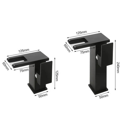 Robinet de lavabo pour salle de bain avec design de cascade LED et indicateur de température