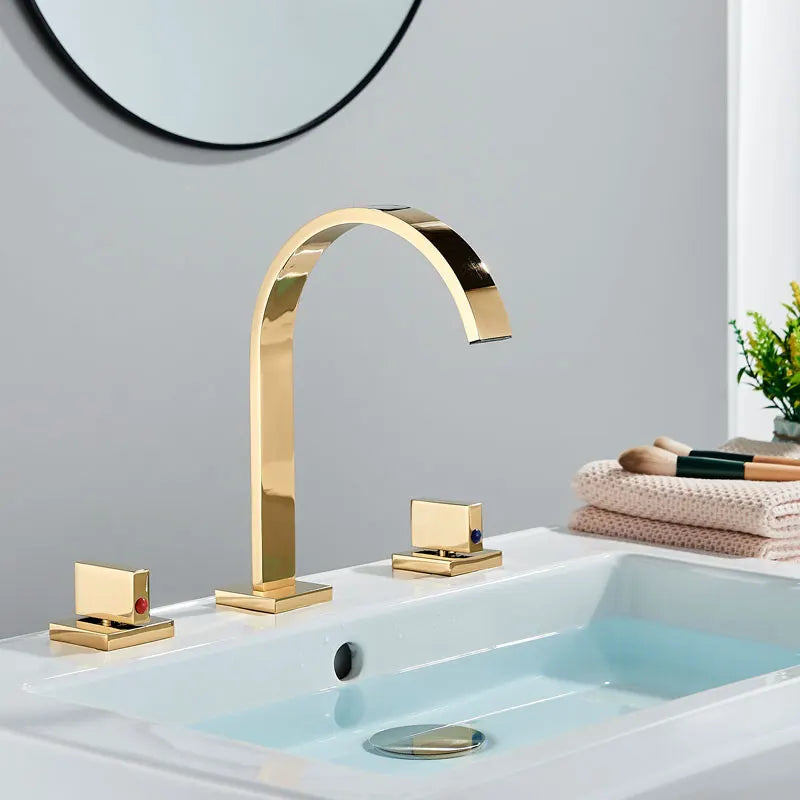 Robinet de salle de bain pour lavabo minimaliste avec poignées déportées