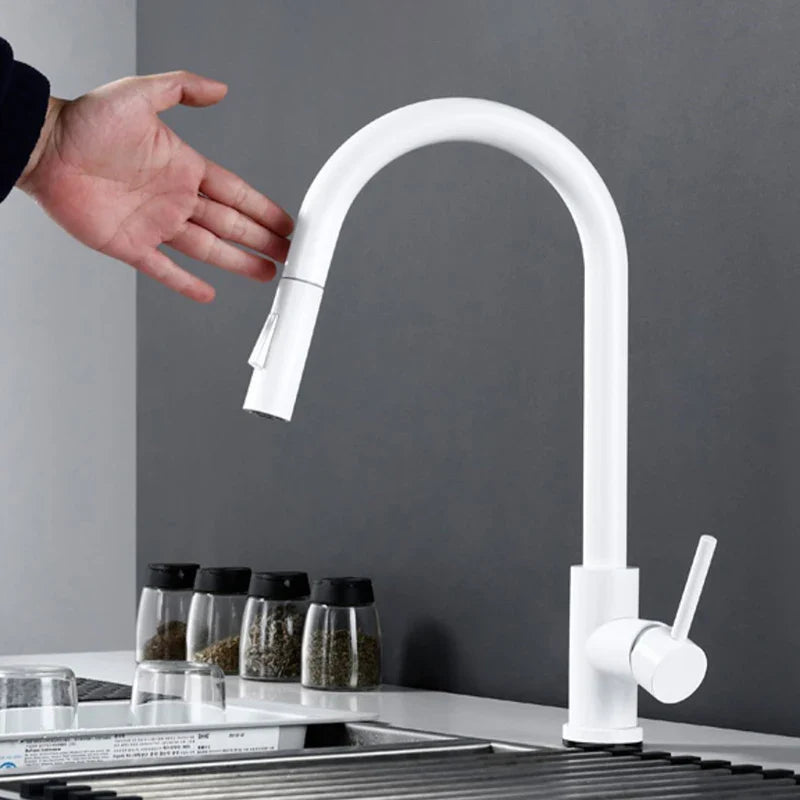 Robinet d'évier de cuisine avec design de mitigeur tactile et pivotant