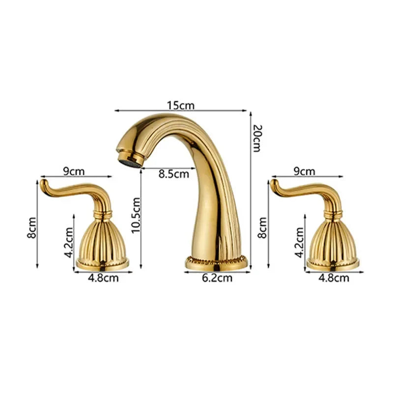 Robinet de salle de bain rétro classique avec double poignées