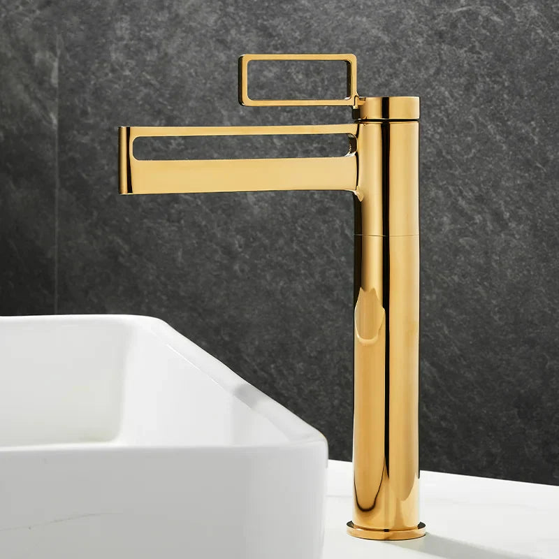 Robinet de salle de bain pour lavabo au design géométrique