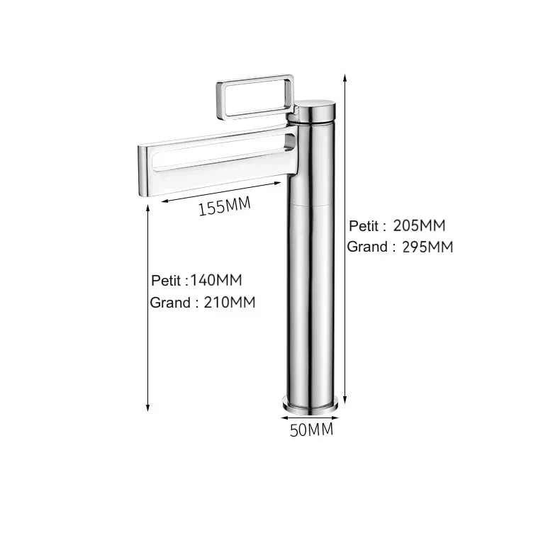 Robinet de salle de bain pour lavabo au design géométrique