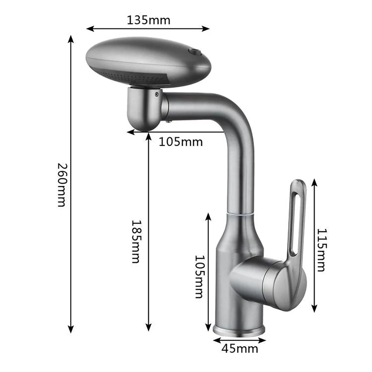 Robinet de cuisine pour évier avec tête rotative et fontaine cascade