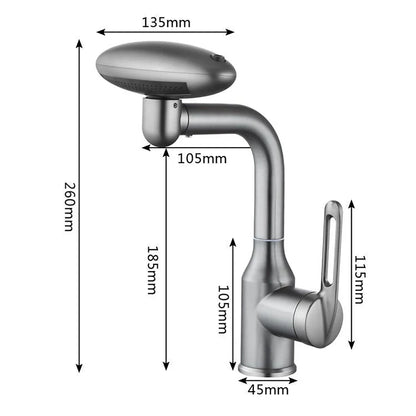 Robinet de cuisine pour évier avec tête rotative et fontaine cascade