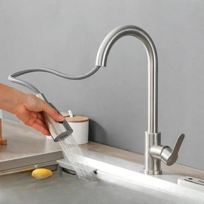 Robinet de cuisine pour évier flexible avec douchette minimaliste