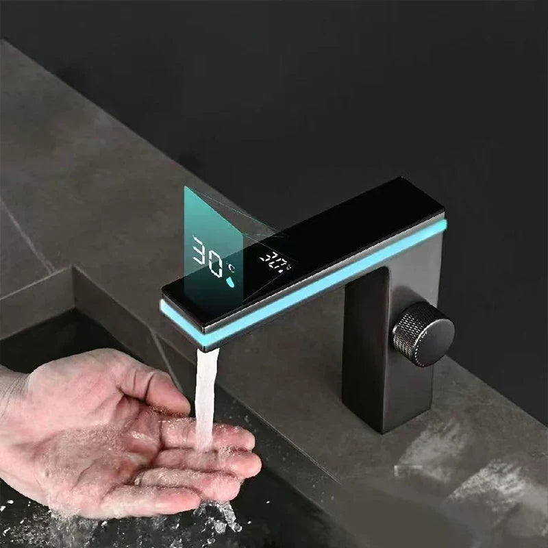 Robinet de lavabo tactile avec affichage thermostatique numérique