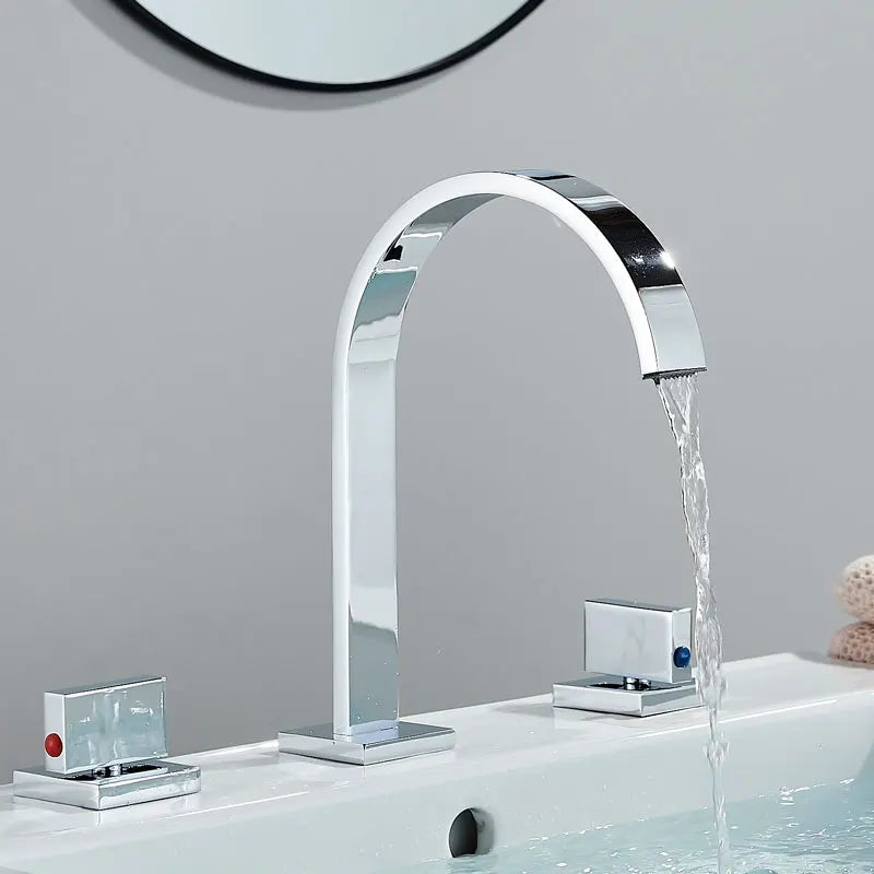 Robinet de salle de bain pour lavabo minimaliste avec poignées déportées