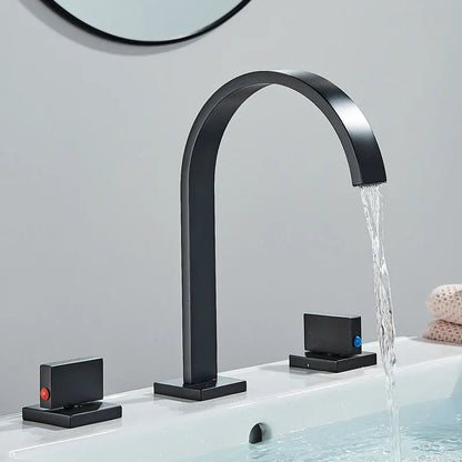 Robinet de salle de bain pour lavabo minimaliste avec poignées déportées