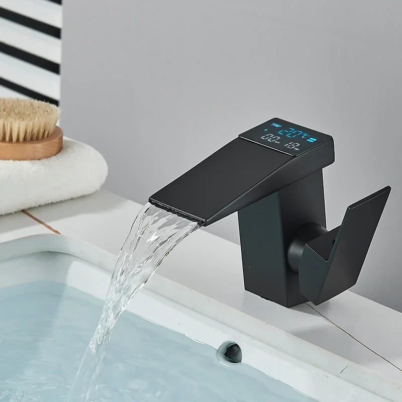 Robinet de salle de bain pour lavabo avec thermostatique et affichage numérique