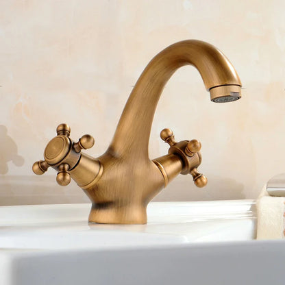 Robinet de lavabo pour salle de bain rétro avec double poignées