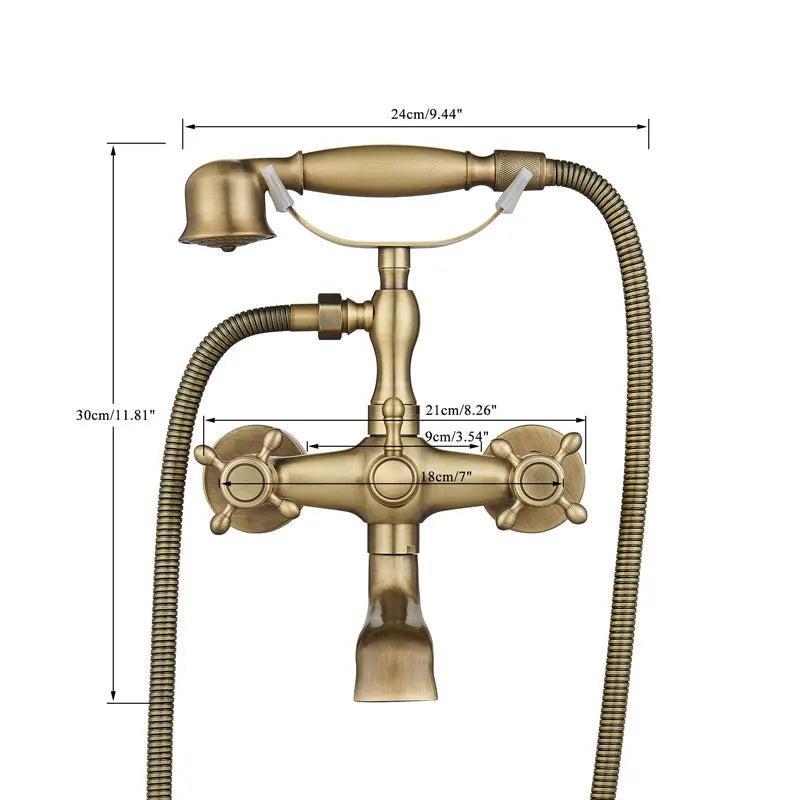 Robinet de baignoire pour salle de bain au style rétro avec céramique et douchette