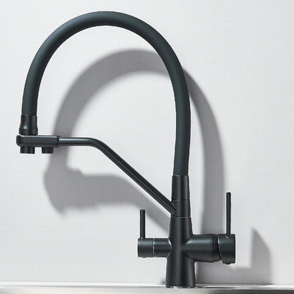 Robinet de cuisine pour évier flexible avec double robinet et purificateur d'eau