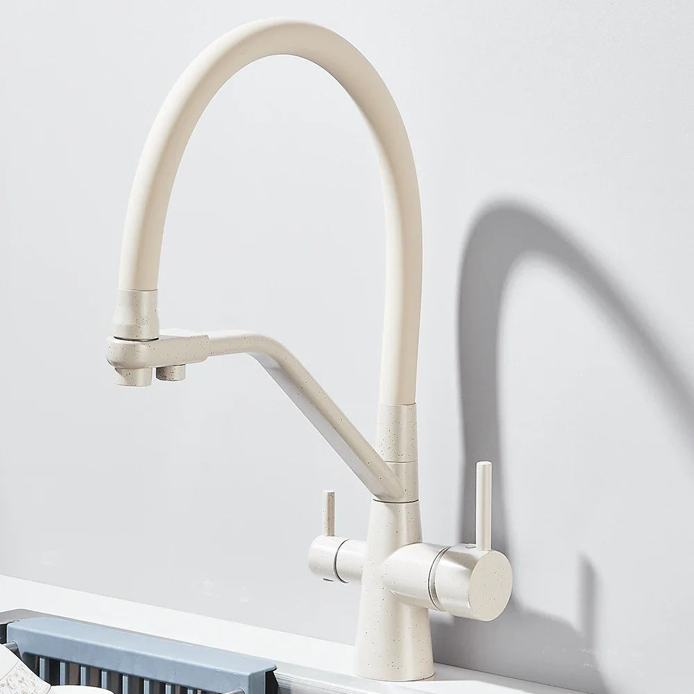 Robinet de cuisine pour évier flexible avec double robinet et purificateur d'eau