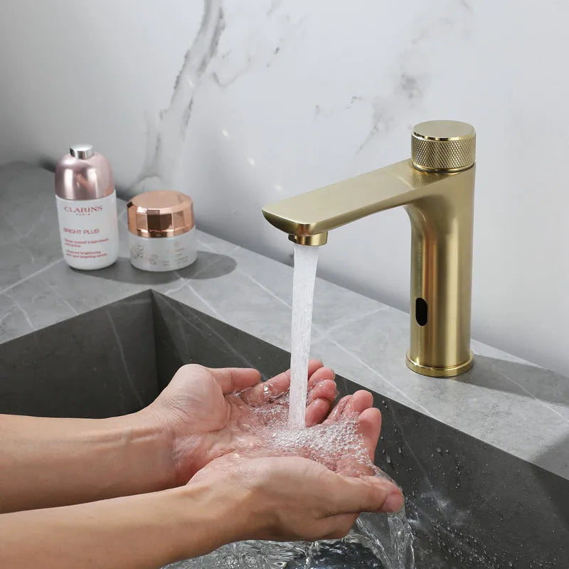 Robinet de lavabo pour salle de bain tactile avec mitigeur rond