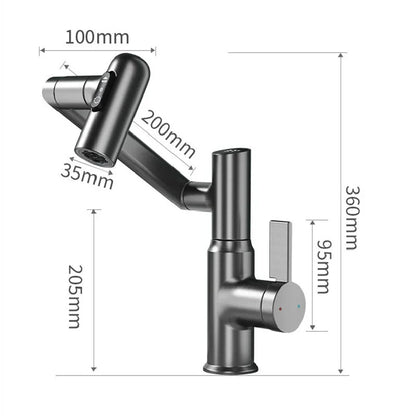 Robinet de salle de bain pour lavabo avec affichage de température numérique, pivotant et à 3 jets