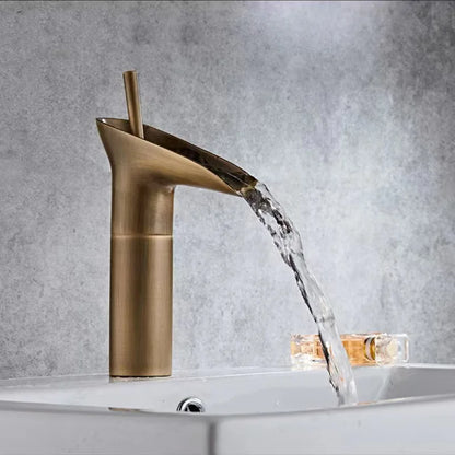 Robinet de salle de bain pour lavabo avec bambou et cascade