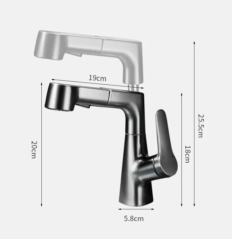 Robinet d'évier de cuisine avec douchette flexible et réglage en hauteur