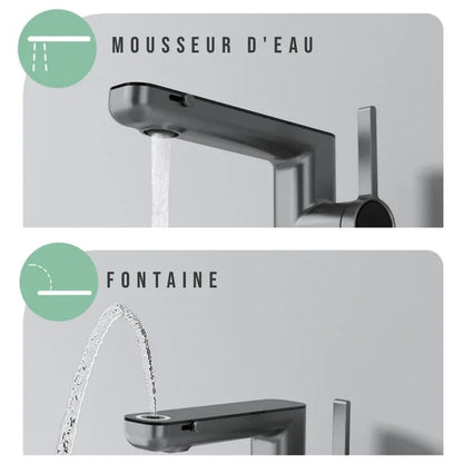 Robinet de salle de bain pour lavabo avec fontaine et température numérique