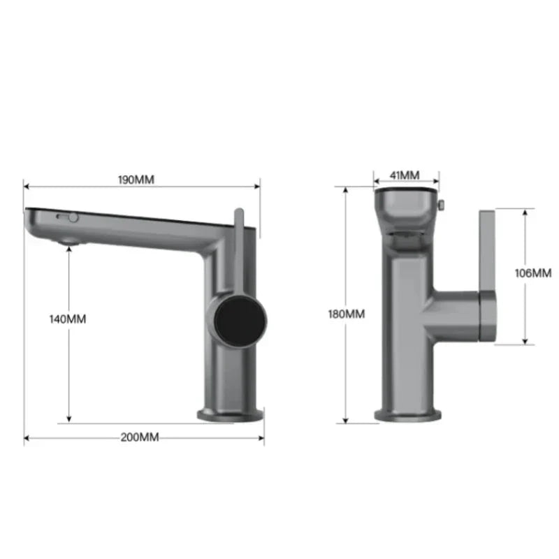 Robinet de salle de bain pour lavabo avec fontaine et température numérique